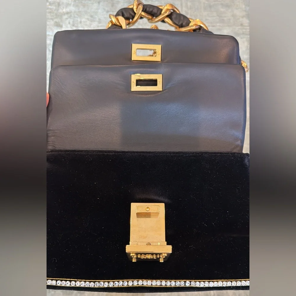Balmain Black and Gold Clutch with Chain Details - Picture 9 of 9